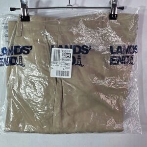 NWT Lands End Khaki Straight Leg Chinos Tan Wrinkle Resistant Pants Size 8
